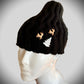 Black Hand knitted Hat/w Reindeer