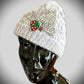 Light Gray Hand-knitted Hat w/Holiday Accent