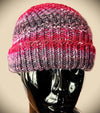 Red-Purple-Gray Topper Beanie