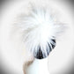 Black Women's Hat with luxurious White faux fur pom pom.