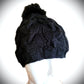 Black Hat for Women. Black faux fur pom pom.