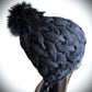 Black Hat for Women. Cabled knitted design.
