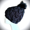 Black Hat for Women. Black faux fur pom pom. A Beauty