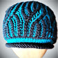 Brioche Knitted Hat.......Turquoise and Black