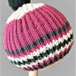 Dusty Rose/Green/White Brioche Cap -  Shop hand knitted warm hats/caps for men, women and kinds online - UNEEKHATS