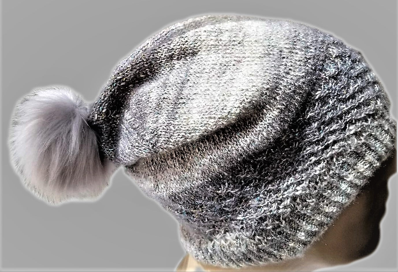 ?Luxurious Cashmere Gray Slouchy Hat NeverUsed Mens Slouch Beanie Cashmere Gray Artist Style Slouchy  main image 2