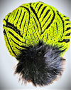 Trendy Hat. Neon and Black in color. Brioche style.